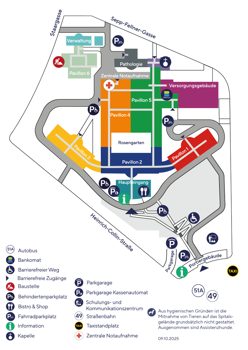 Lageplan Hanusch-Krankenhaus