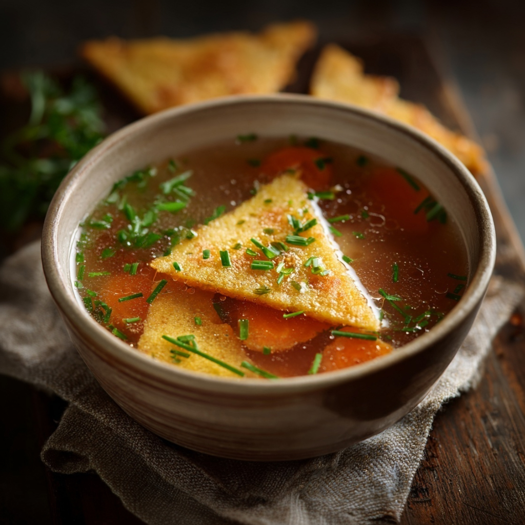 Mehr Informationen zum Thema: VorspeiseRindsuppe mit Polentaschnitte